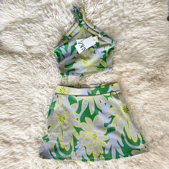Zara 2 PCS Floral Halter top + skirt - Picture 5 of 8